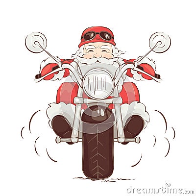 Santa biker Vector Illustration