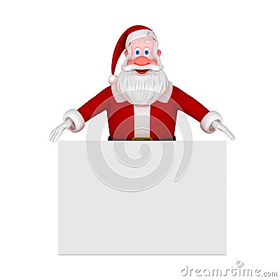 Santa with Blank sign Cartoon Illustration