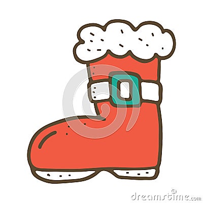 Santa boot on white bacground Vector Illustration