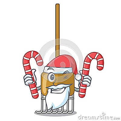 Santa with candy Garden tools and supplies for soil treatment character Vector Illustration