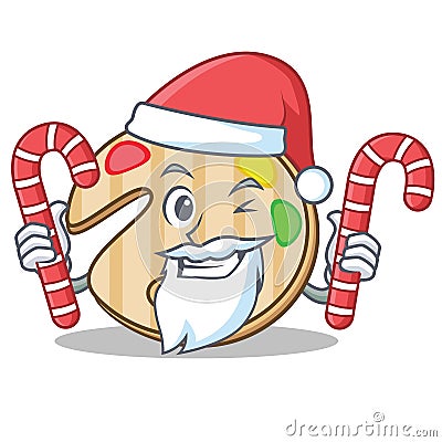 Santa with candy paint palette character cartoon Vector Illustration