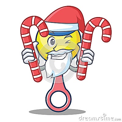 Santa with candy rattle toy mascot cartoon Vector Illustration