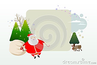 Merry Christmas,Santa Claus card template with blank space for text copy. Christmas invitaion card template Vector Illustration