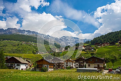 Santa Caterina Valfurva landscape , renowned winter and summer tourist resort in the Alps, Valtellina, Italy Stock Photo