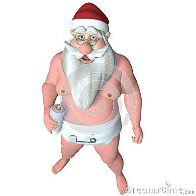 Santa Caught Wearing a Diaper Stock Photo