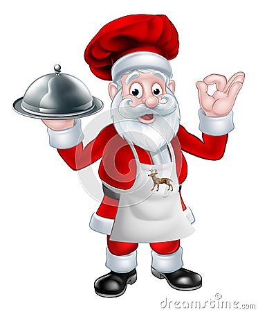 Santa Christmas Chef Vector Illustration