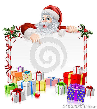 Santa Christmas Gifts Sign Vector Illustration