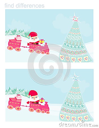 Santa Christmas Train Vector Illustration