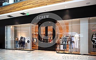 Santa Clara, CA USA - January 14, 2021: J. Crew Fashion luxury designer store boutique in a shopping mall. Editorial Stock Photo