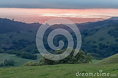 Santa Clara Valley Sunset at Springtime. Stock Photo