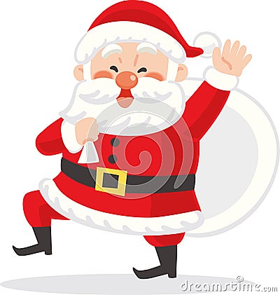 Santa Claus with bag. Vector Illustration