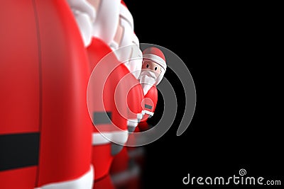 Santa Claus 3d aligned on a black background Stock Photo