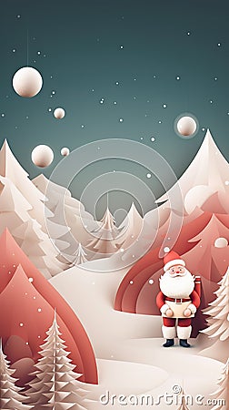 Santa Claus in amazing fairy christmas and magical forest. Christmas sale. Holiday background. AI generative Stock Photo