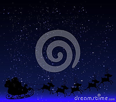 Santa Claus on a background of the starry night sky Vector Illustration