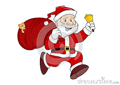 Santa Claus with a bag of gifts Cartoon Illustration