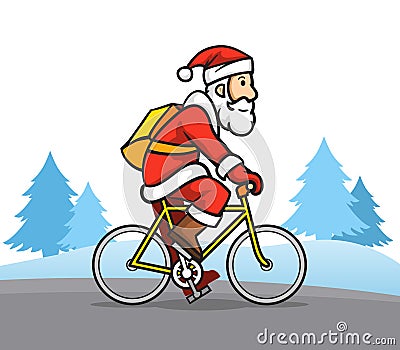 Santa Claus The Bicycle Messenger Vector Illustration