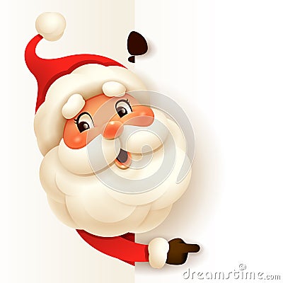 Santa Claus with big blank signboard Vector Illustration