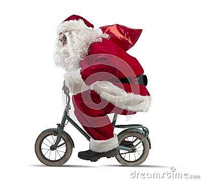 Santa claus on the bike Stock Photo