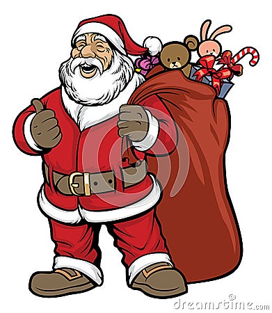 Santa claus bring a bag full of gift Vector Illustration