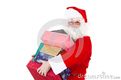 Santa Claus bringing some gifts Stock Photo