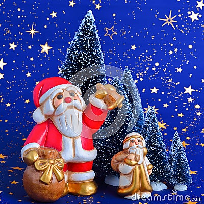 Santa Claus brings gifts and the Bell Tolls Stock Photo