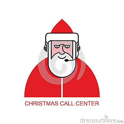 Santa Claus call Center. Santa responds to phone calls. Customer Vector Illustration