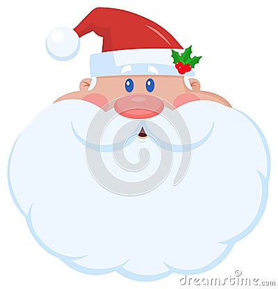 Santa Claus Cartoon Character Face Portrait Vector Illustration