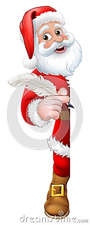 Santa Claus Christmas List Cartoon Vector Illustration