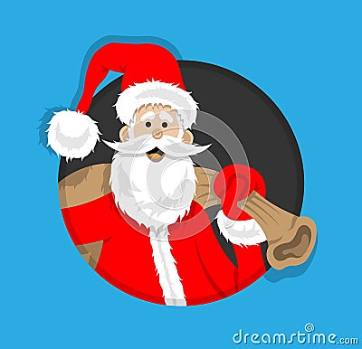 Santa Claus Cartoon inside circle Vector Illustration