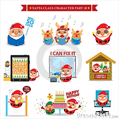 Santa Claus character sets Vector Illustration