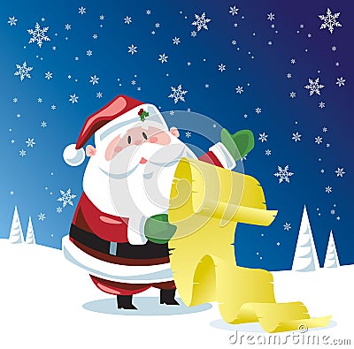 Santa Claus checking list Vector Illustration