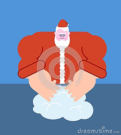 Santa Claus Chef dough kneads. Christmas bake cake. granddad baker cook. Vector illustration Vector Illustration