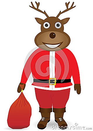 Santa Claus in Christmas deer mask Vector Illustration