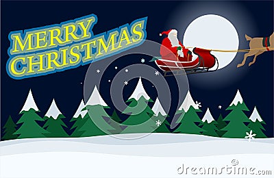 Santa Claus with Christmas message Vector Illustration