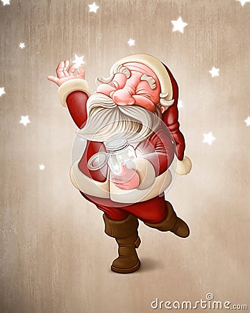 Santa Claus collects stars Stock Photo