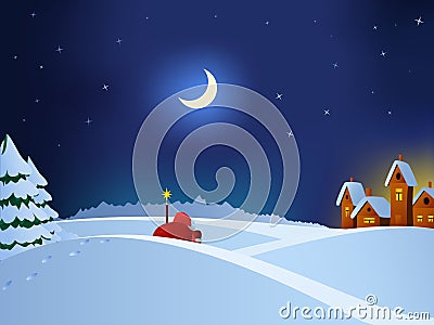 Santa Claus coming to christmas town Vector Illustration