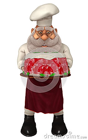 Santa Claus Cook 3D Illustration in Cartoon Stule Isolated On White Cartoon Illustration