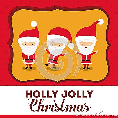 Santa claus cute frame group character icon Vector Illustration