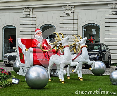 Santa Claus for decorations in modern building Editorial Stock Photo