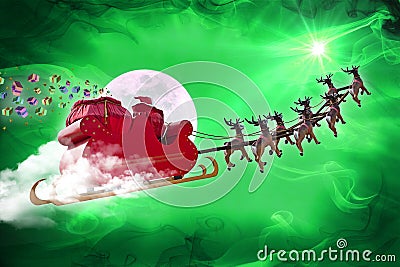 Santa Claus delivering gifts Stock Photo