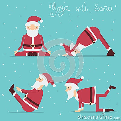 Santa Claus doing yoga.Vector holiday illustration Vector Illustration