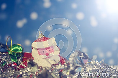 Santa Claus doll with abstract background, Merry Christmas Stock Photo