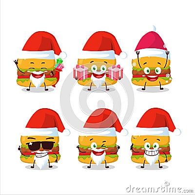 Santa Claus emoticons with hamburger cartoon character Cartoon Illustration