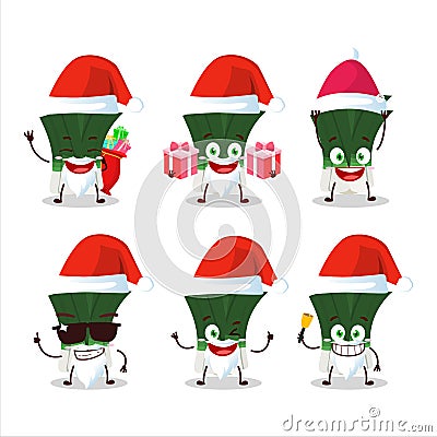 Santa Claus emoticons with leek cartoon character Vector Illustration