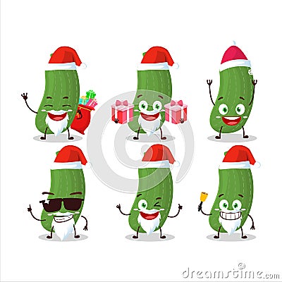 Santa Claus emoticons with zucchini cartoon character Vector Illustration