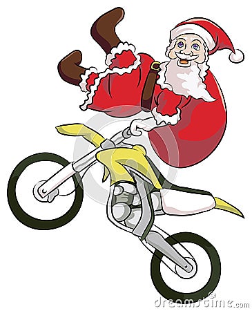 Santa claus extreme motocross Stock Photo