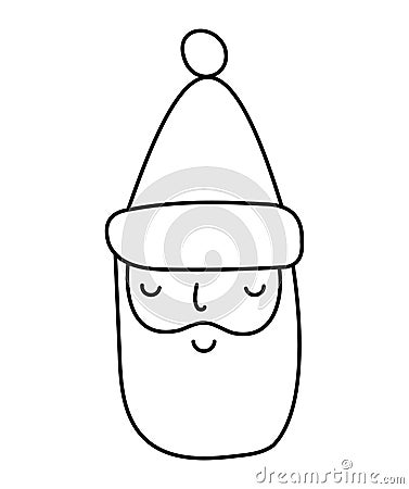 Santa Claus face beard moustache happy xmas christmas new year outline thin line vector icon black on white background Stock Photo