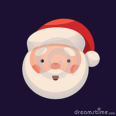 Santa Claus Face on dark background. Sticker Jolly Santa emojicon Vector Illustration