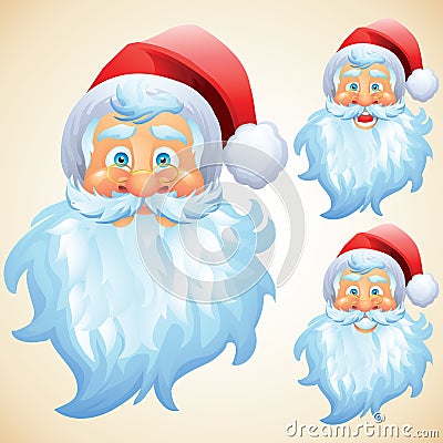 Santa claus face expressions Vector Illustration