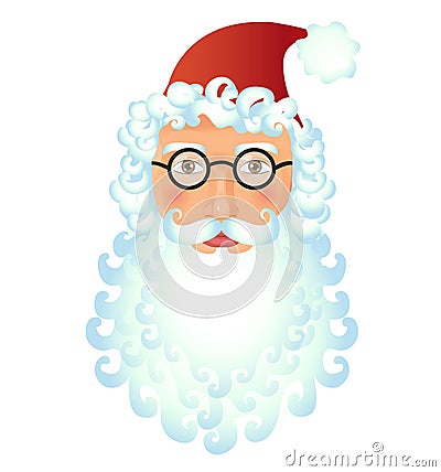 Santa Claus face fashion isolated on white background vector Ill Vector Illustration